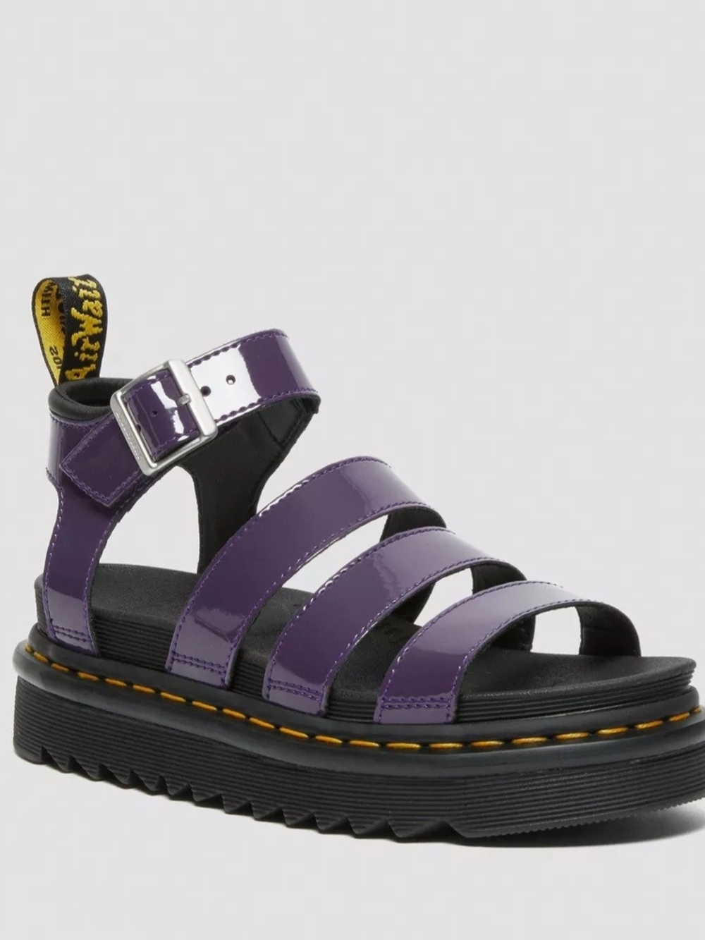 Dr. Martens Purple Patent Blaire Platform Strappy Sandal with Buckle